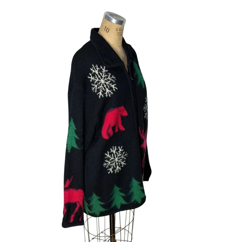 1990s boiled wool cardigan sweater coat by Marisa Christina Size L/XL - Picture 4 of 11